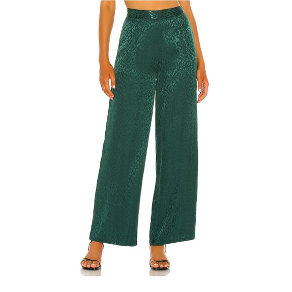 L*Space Harlow Pant In Ultramarine Emerald Green Leopard Print Size 2 - Picture 2 of 11
